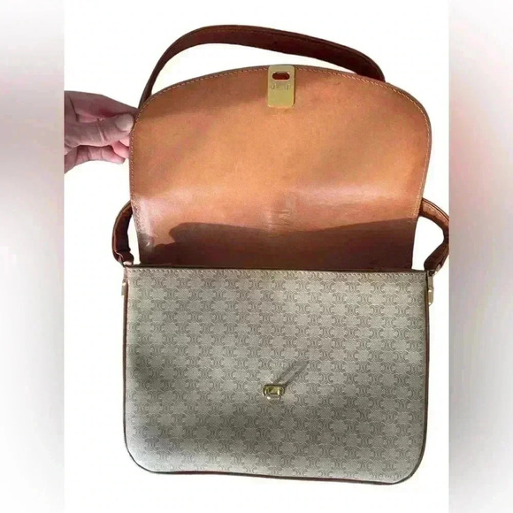 CELINE Macadam Blason Shoulder Cross Body Bag PVC Leather  Beige - Picture 2 of 16